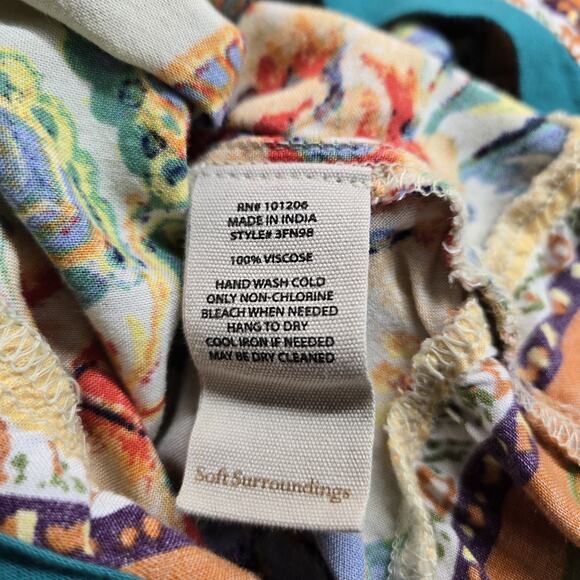 Soft Surroundings Kara Dress sz PM Yellow Multicolor Floral Tiered Boho Peasant - Picture 10 of 14